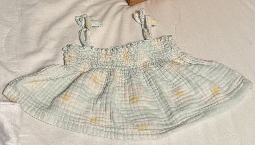 Modern Moments by Gerber Baby Girl Sundress Cotton White Daisies Seersucker 3-6m